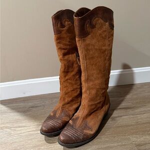 Vintage Franco Sarto Women’s Brown Suede Cowboy Boots